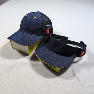 Set of 2 McDonald's Employee Workwear Sun Visor and Trucker Hat Cap Navy Blue